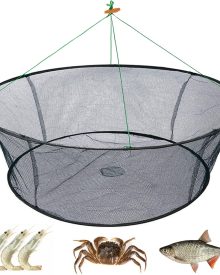 Portable Folded Fishing Net, Crab Net Fish Net with Fishing Rope, Hand Casting Cage Crab Net, Foldable Fishing Mesh Trap for,Minnows,Lobster,Crawfish, Shrimp etc.